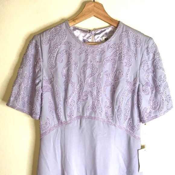 Nite lite ladies lavender sequin detail long dress size 8 - Picture 2 of 13